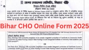 Bihar CHO Online Form 2025